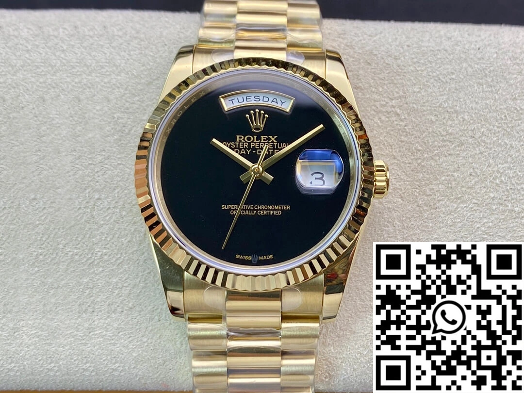 Refined Rolex Day Date 36MM BP Factory Double Calendar Black Dial 873