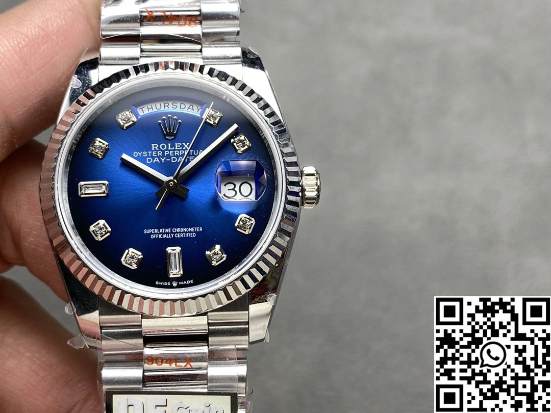 Rolex Day Date 36mm 128239-0023 QF Factory v5 Tungsten Steel Blue Dial Timeless 998