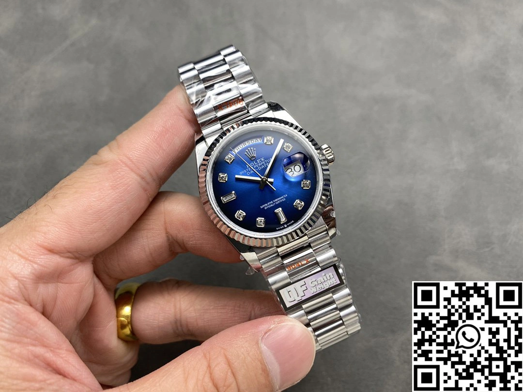 Rolex Day Date 36mm 128239-0023 QF Factory v5 Tungsten Steel Blue Dial Timeless 998