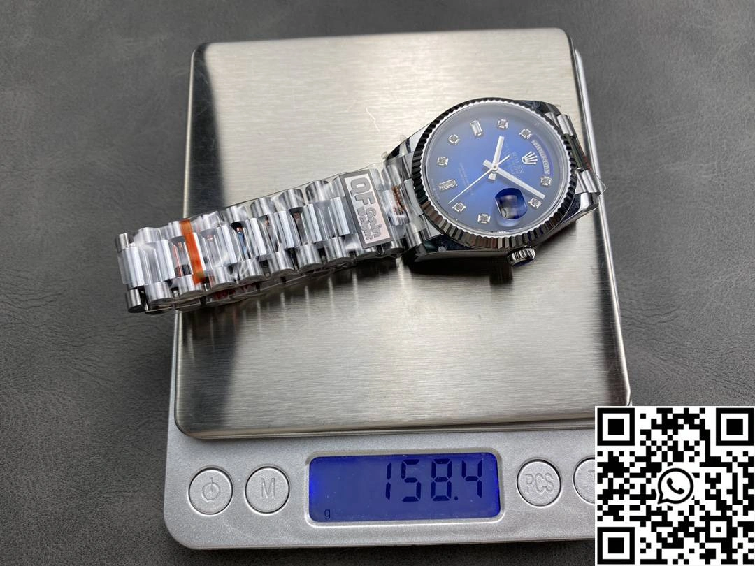 Rolex Day Date 36mm 128239-0023 QF Factory v5 Tungsten Steel Blue Dial Timeless 998