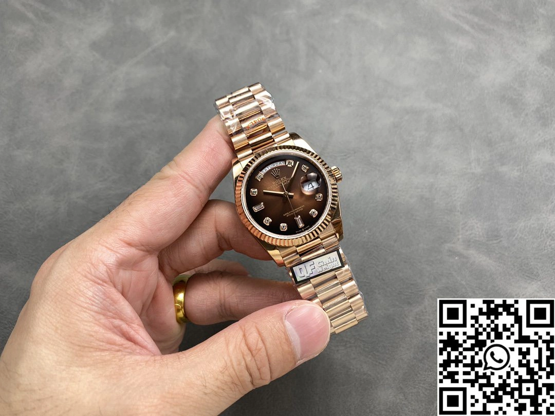 Rolex Day Date 36mm M128235-0037 QF Factory v5 Tungsten Steel Chocalate Dial Bold 924