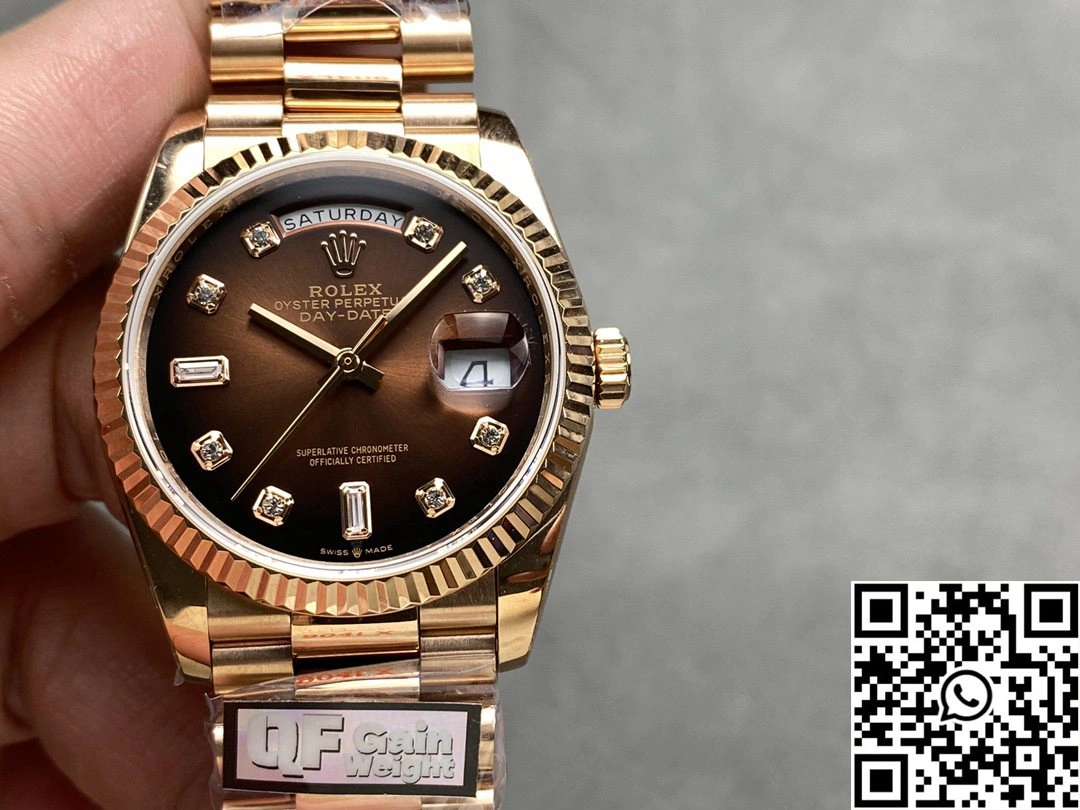 Rolex Day Date 36mm M128235-0037 QF Factory v5 Tungsten Steel Chocalate Dial Bold 924