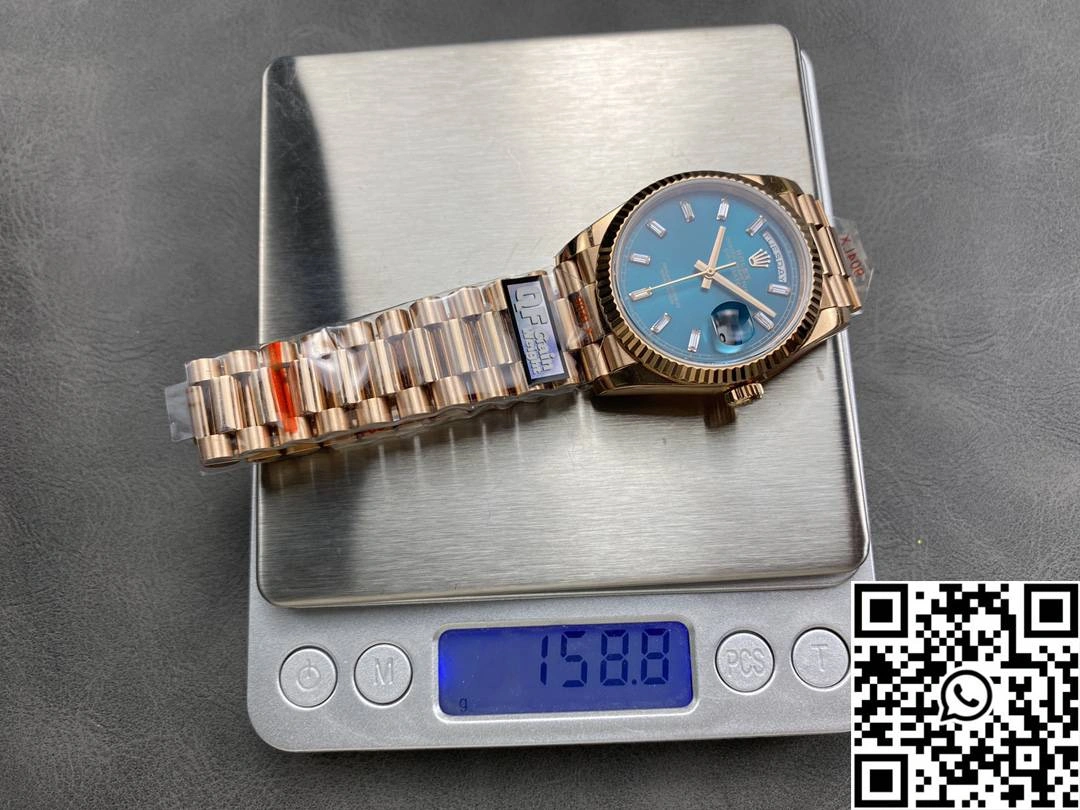 Flexible Rolex Day Date 36mm M128235-0085 QF Factory v5 Tungsten Steel Rose Gold Blue Dial 943