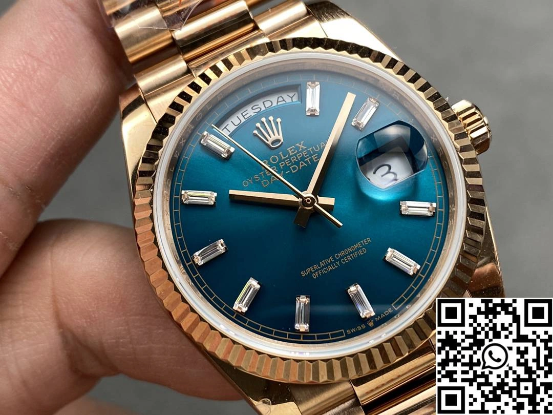Flexible Rolex Day Date 36mm M128235-0085 QF Factory v5 Tungsten Steel Rose Gold Blue Dial 943