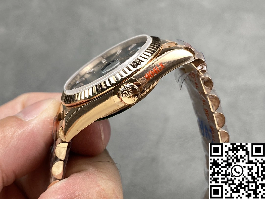 Flexible Rolex Day Date 36mm M128235-0085 QF Factory v5 Tungsten Steel Rose Gold Blue Dial 943