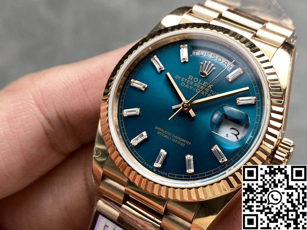 Flexible Rolex Day Date 36mm M128235-0085 QF Factory v5 Tungsten Steel Rose Gold Blue Dial 943