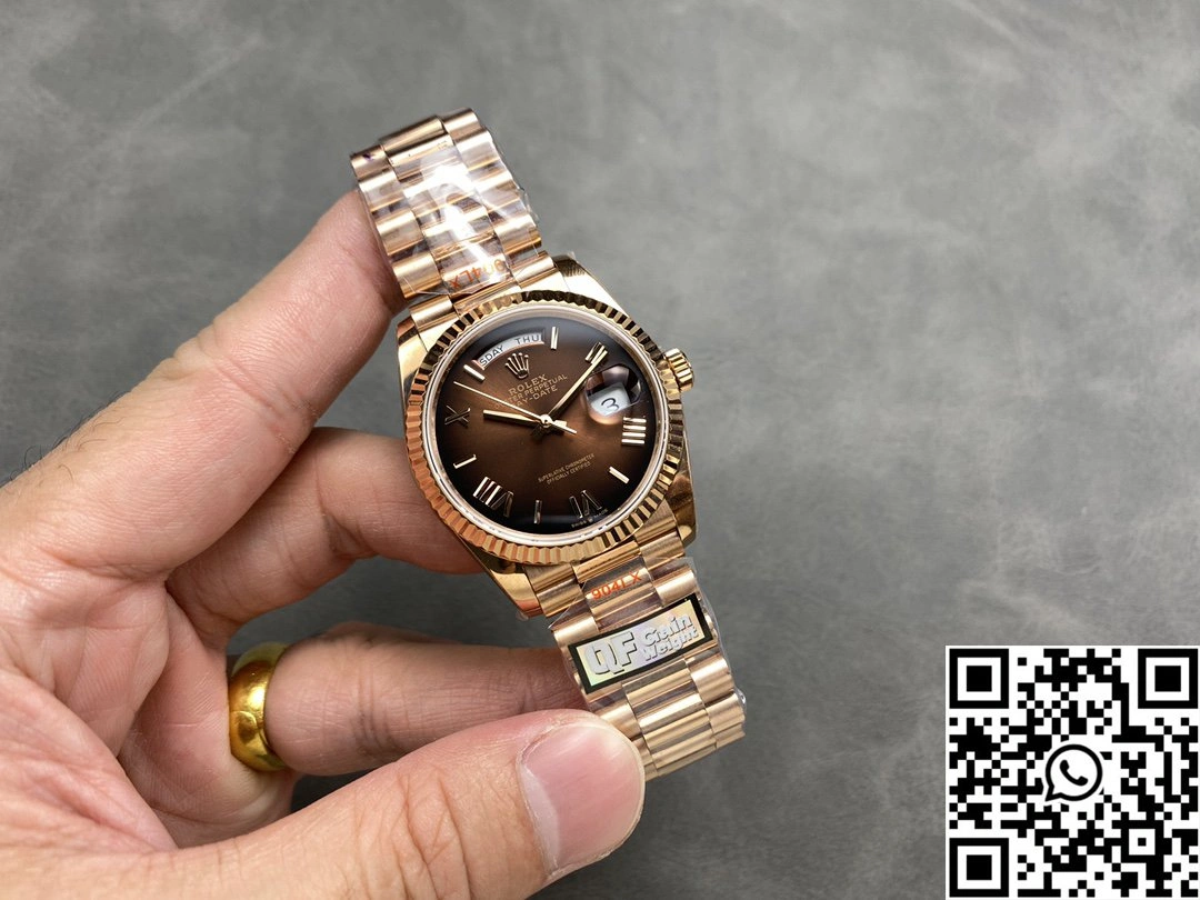 StreetReady Rolex Day Date 36mm M128235 QF Factory v5 Tungsten Steel Rose Gold Chocalate Dial 961