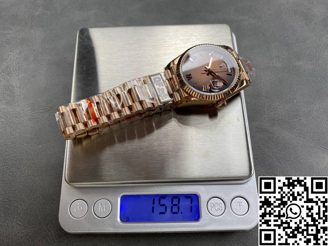 StreetReady Rolex Day Date 36mm M128235 QF Factory v5 Tungsten Steel Rose Gold Chocalate Dial 961