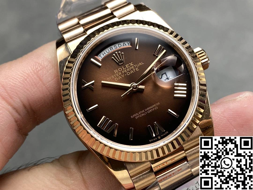 StreetReady Rolex Day Date 36mm M128235 QF Factory v5 Tungsten Steel Rose Gold Chocalate Dial 961