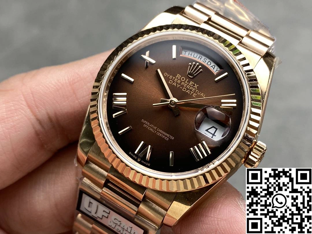 StreetReady Rolex Day Date 36mm M128235 QF Factory v5 Tungsten Steel Rose Gold Chocalate Dial 961