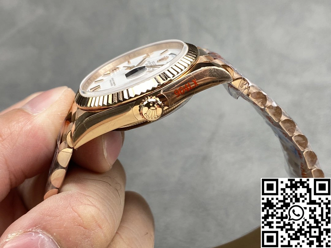 Rolex Day Date 36mm M128235 QF Factory v5 Tungsten Steel Rose Gold White Dial HighPerformance 951