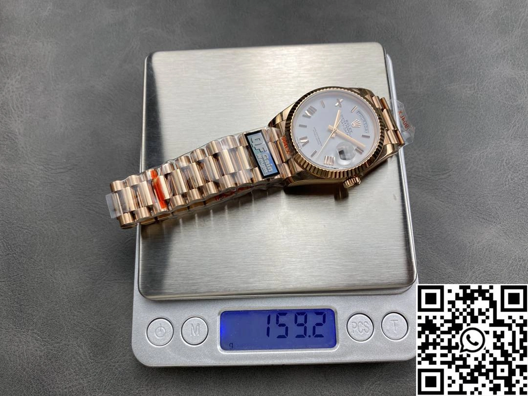 Rolex Day Date 36mm M128235 QF Factory v5 Tungsten Steel Rose Gold White Dial HighPerformance 951