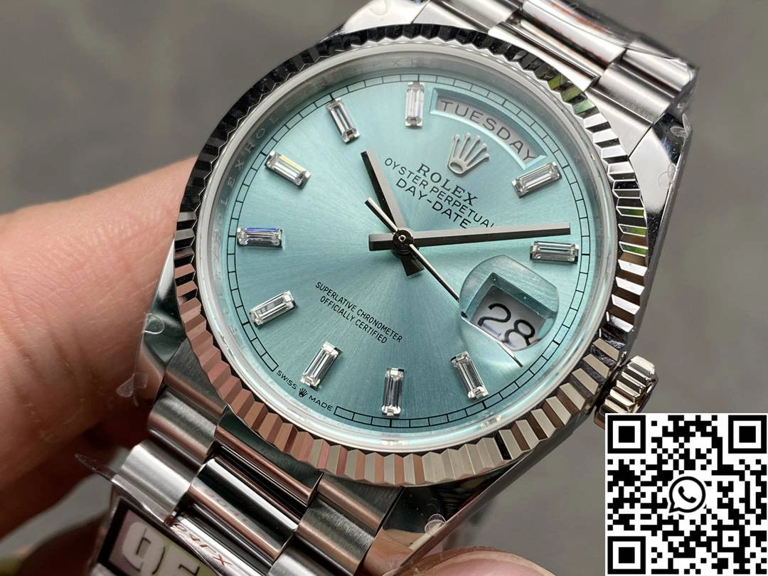 Rolex Day Date 36mm M128236-0009 QF Factory v5 Tungsten Steel Blue Dial Affordable 940