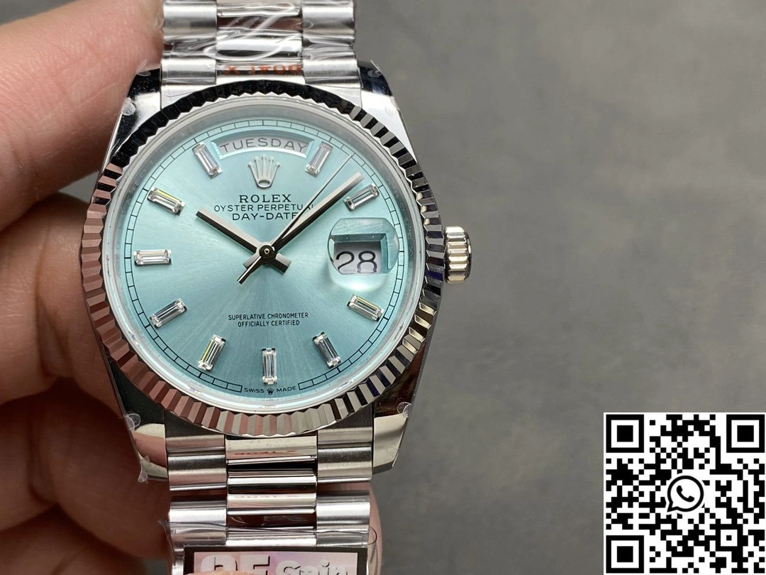 Rolex Day Date 36mm M128236-0009 QF Factory v5 Tungsten Steel Blue Dial Affordable 940
