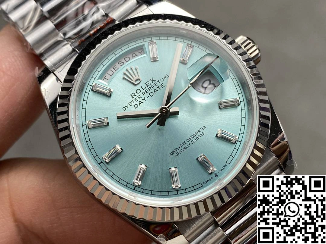 Rolex Day Date 36mm M128236-0009 QF Factory v5 Tungsten Steel Blue Dial Affordable 940