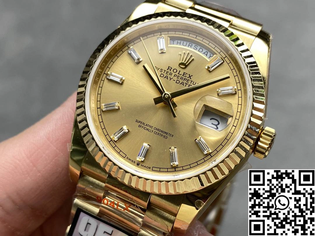 Sophisticated Rolex Day Date 36mm M128238-0045 QF Factory v5 Tungsten Steel Yellow Gold Gold Dial 1007