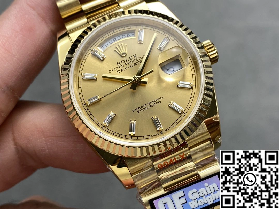 Sophisticated Rolex Day Date 36mm M128238-0045 QF Factory v5 Tungsten Steel Yellow Gold Gold Dial 1007