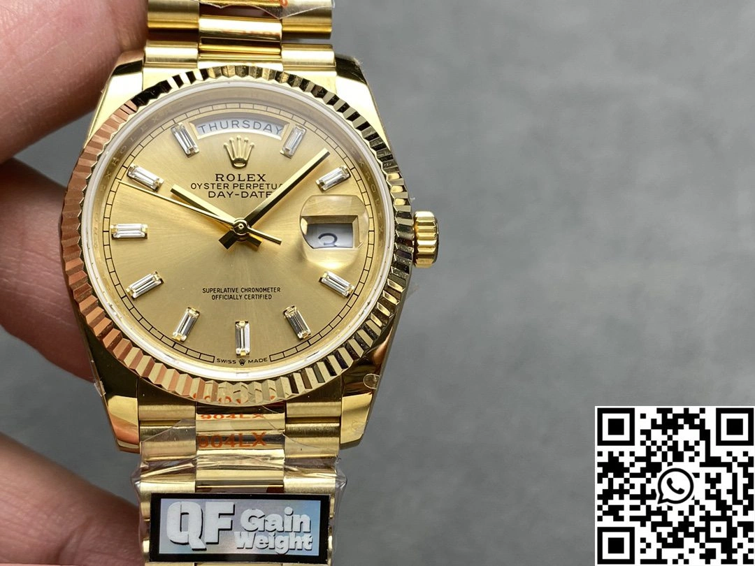 Sophisticated Rolex Day Date 36mm M128238-0045 QF Factory v5 Tungsten Steel Yellow Gold Gold Dial 1007
