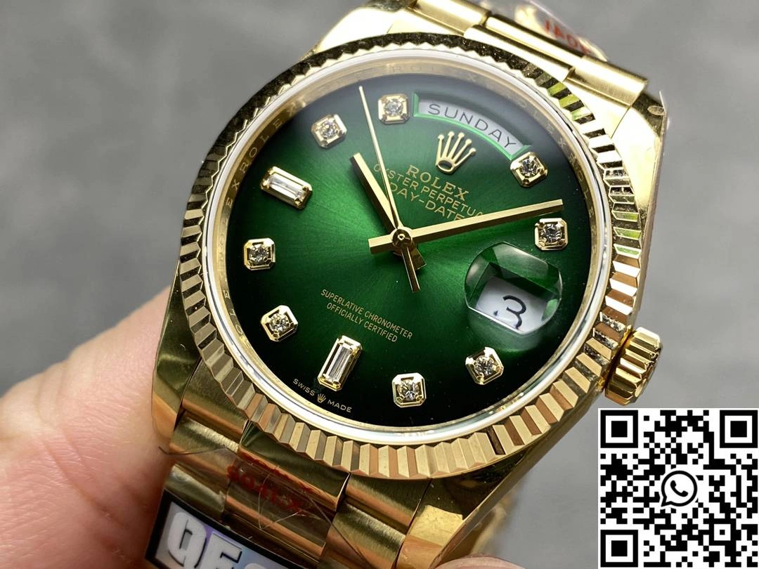 Lightweight Rolex Day Date 36mm M128238-0069 QF Factory v5 Tungsten Steel Yellow Gold Green Dial 922