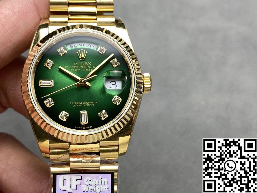 Lightweight Rolex Day Date 36mm M128238-0069 QF Factory v5 Tungsten Steel Yellow Gold Green Dial 922