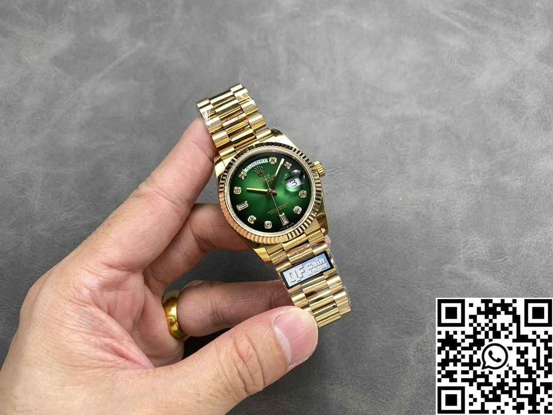 Lightweight Rolex Day Date 36mm M128238-0069 QF Factory v5 Tungsten Steel Yellow Gold Green Dial 922