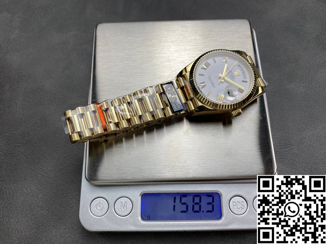 Rolex Day Date 36mm M128238-0113 QF Factory v5 Tungsten Steel Yellow Gold White Dial Resilient 987