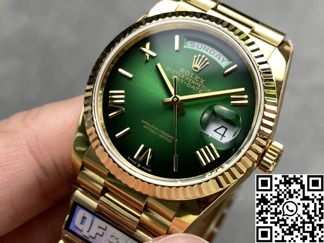 Premium Rolex Day Date 36mm M128238-0118 QF Factory v5 Tungsten Steel Yellow Gold Green Dial 1005