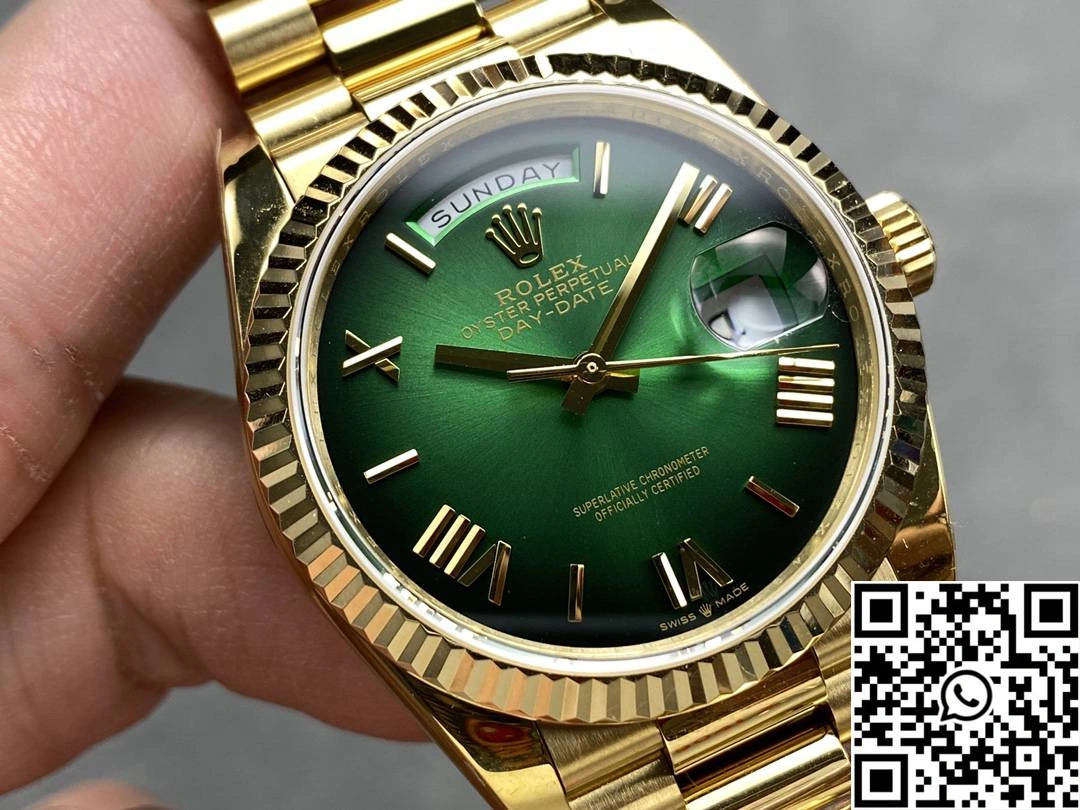 Premium Rolex Day Date 36mm M128238-0118 QF Factory v5 Tungsten Steel Yellow Gold Green Dial 1005