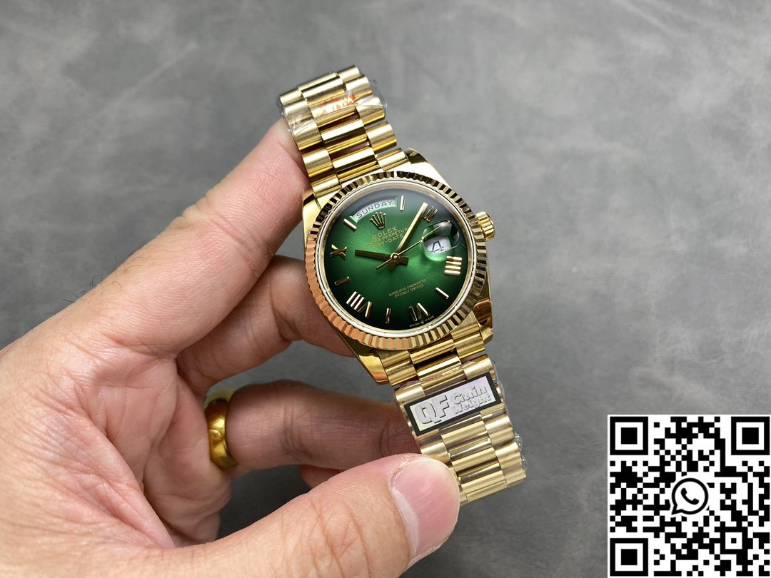 Premium Rolex Day Date 36mm M128238-0118 QF Factory v5 Tungsten Steel Yellow Gold Green Dial 1005