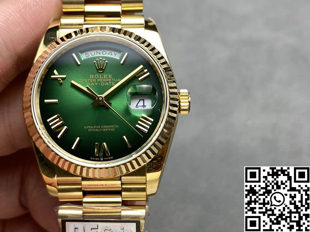 Premium Rolex Day Date 36mm M128238-0118 QF Factory v5 Tungsten Steel Yellow Gold Green Dial 1005