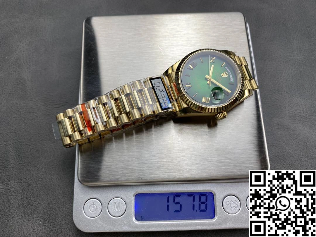 Premium Rolex Day Date 36mm M128238-0118 QF Factory v5 Tungsten Steel Yellow Gold Green Dial 1005