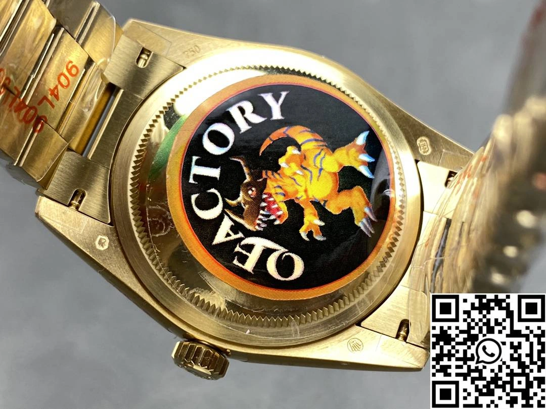 Rolex Day Date 36mm M128238-0130 QF Factory v5 Tungsten Steel Yellow Gold Green Dial SmoothTexture 1000