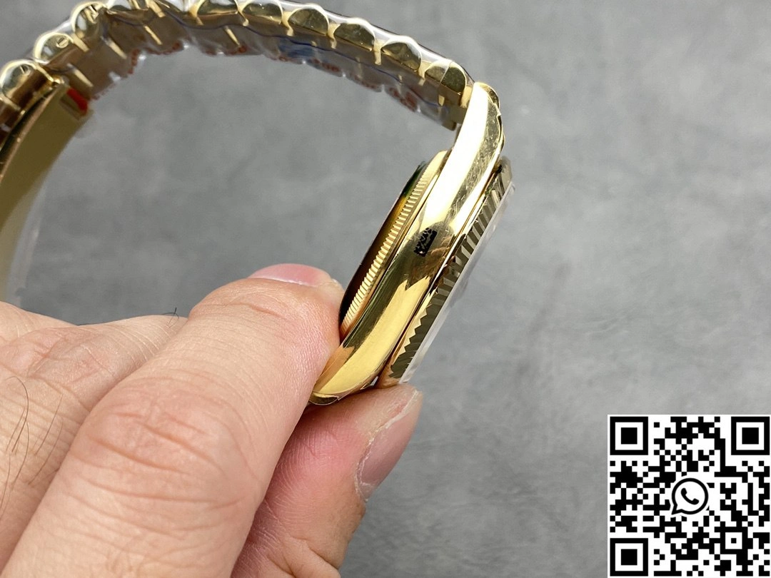 Rolex Day Date 36mm M128238-0130 QF Factory v5 Tungsten Steel Yellow Gold Green Dial SmoothTexture 1000