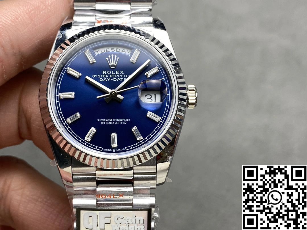 Rolex Day Date 36mm M128239-0069 QF Factory v5 Tungsten Steel Blue Dial Elegant 966