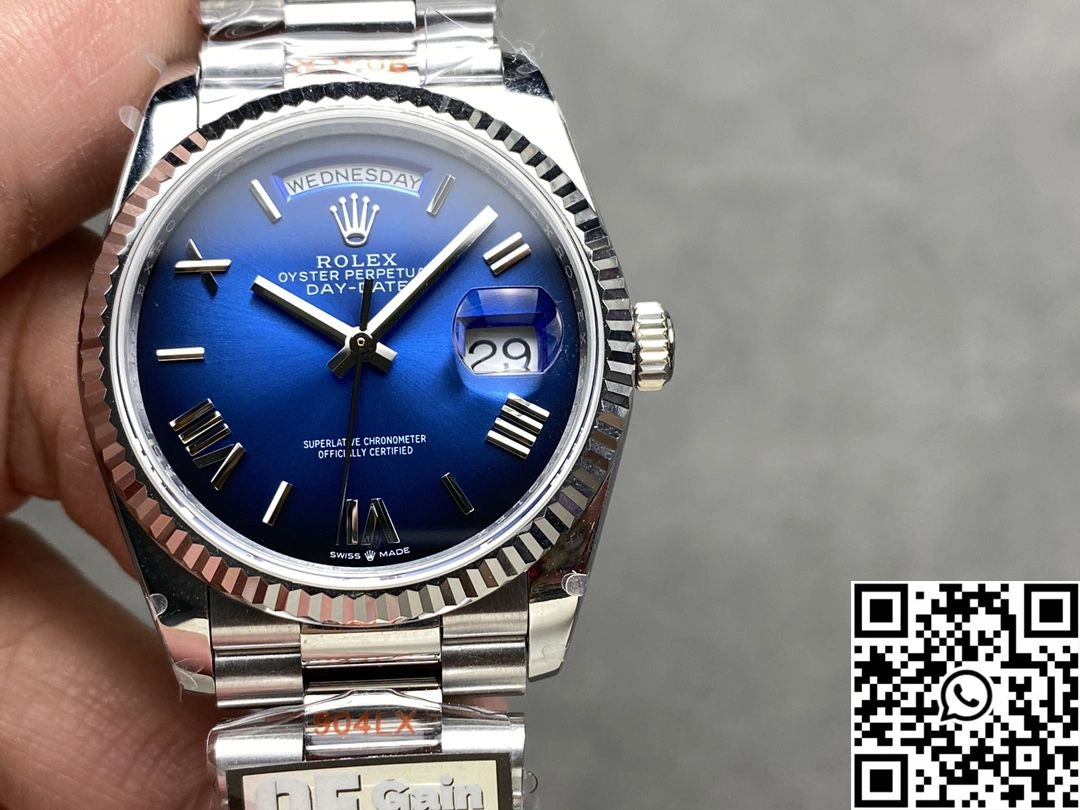 Rolex Day Date 36mm M128239-0069 QF Factory v5 Tungsten Steel Blue Dial Elegant 966