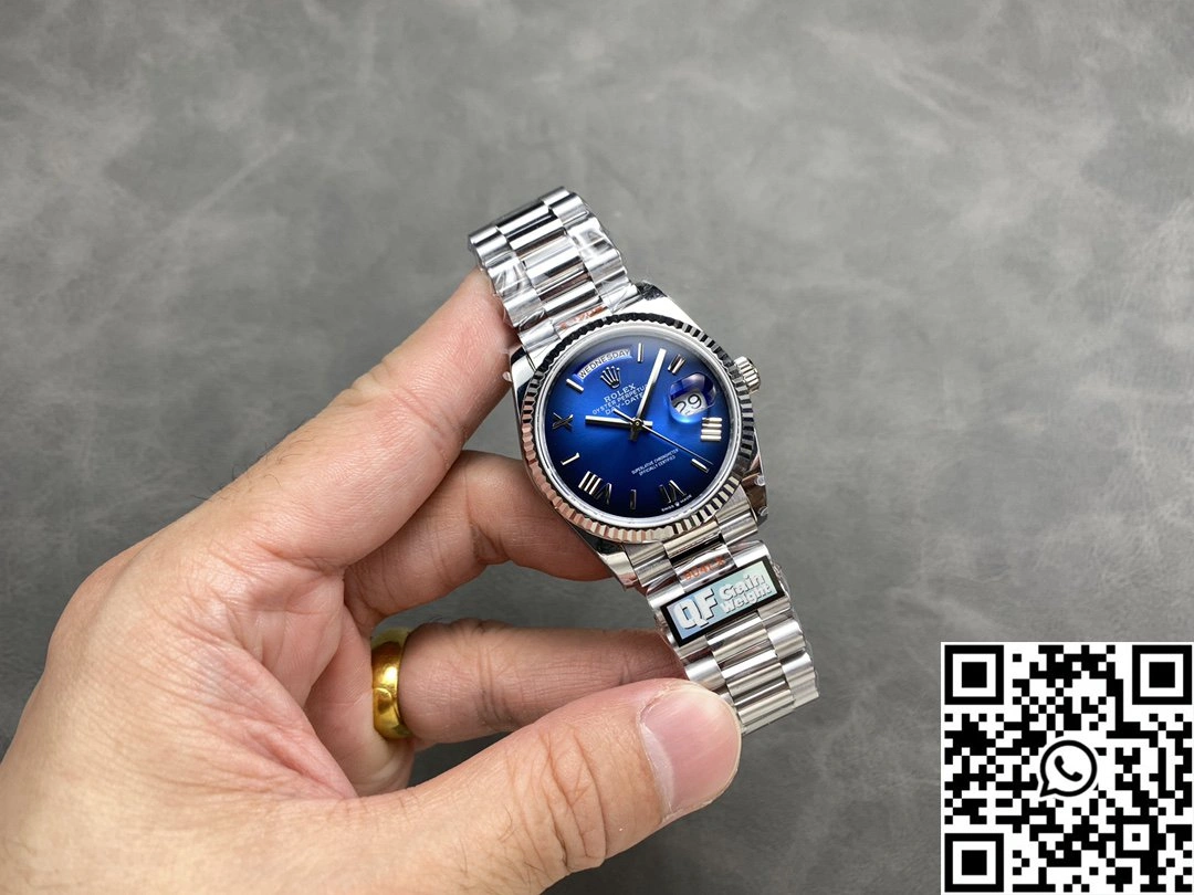 Rolex Day Date 36mm M128239-0069 QF Factory v5 Tungsten Steel Blue Dial Elegant 966