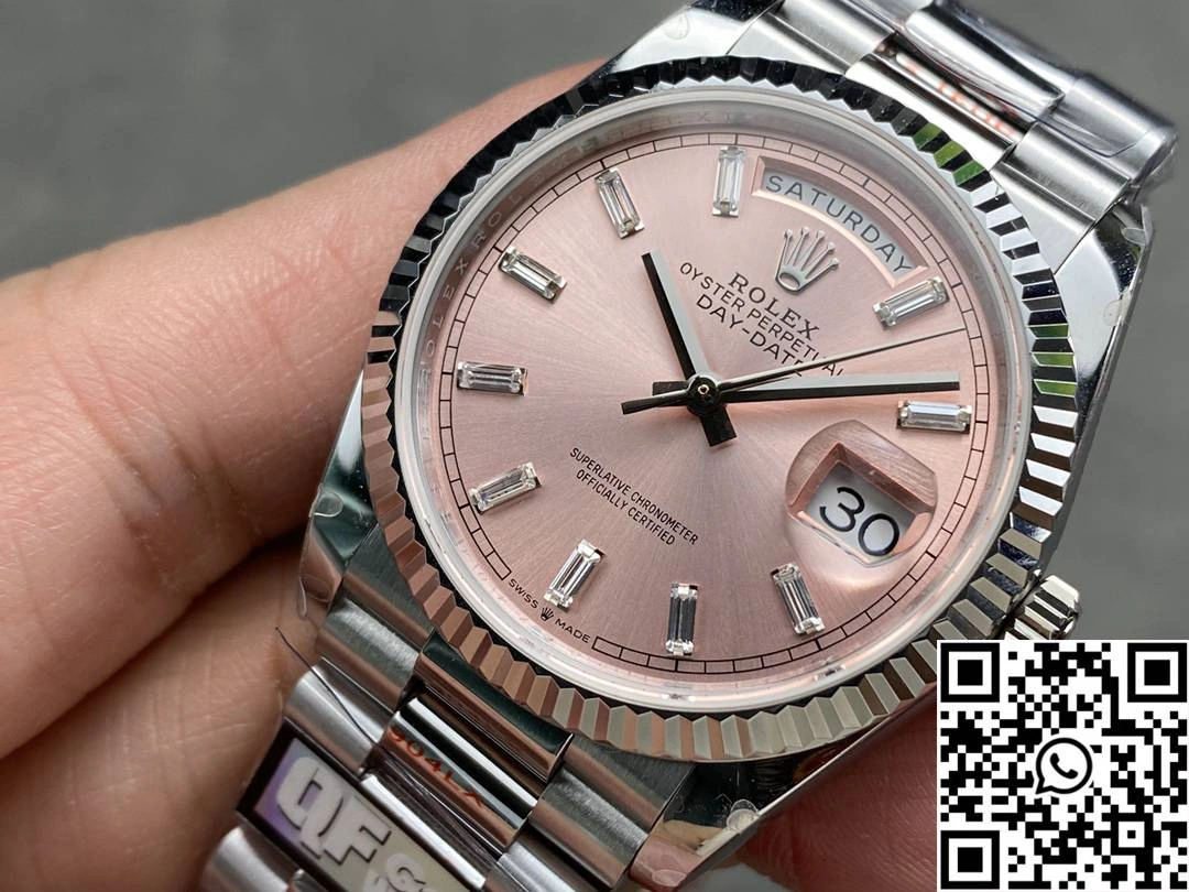 Snug Rolex Day Date 36mm M128239-0071 QF Factory v5 Tungsten Steel Pink Dial 933