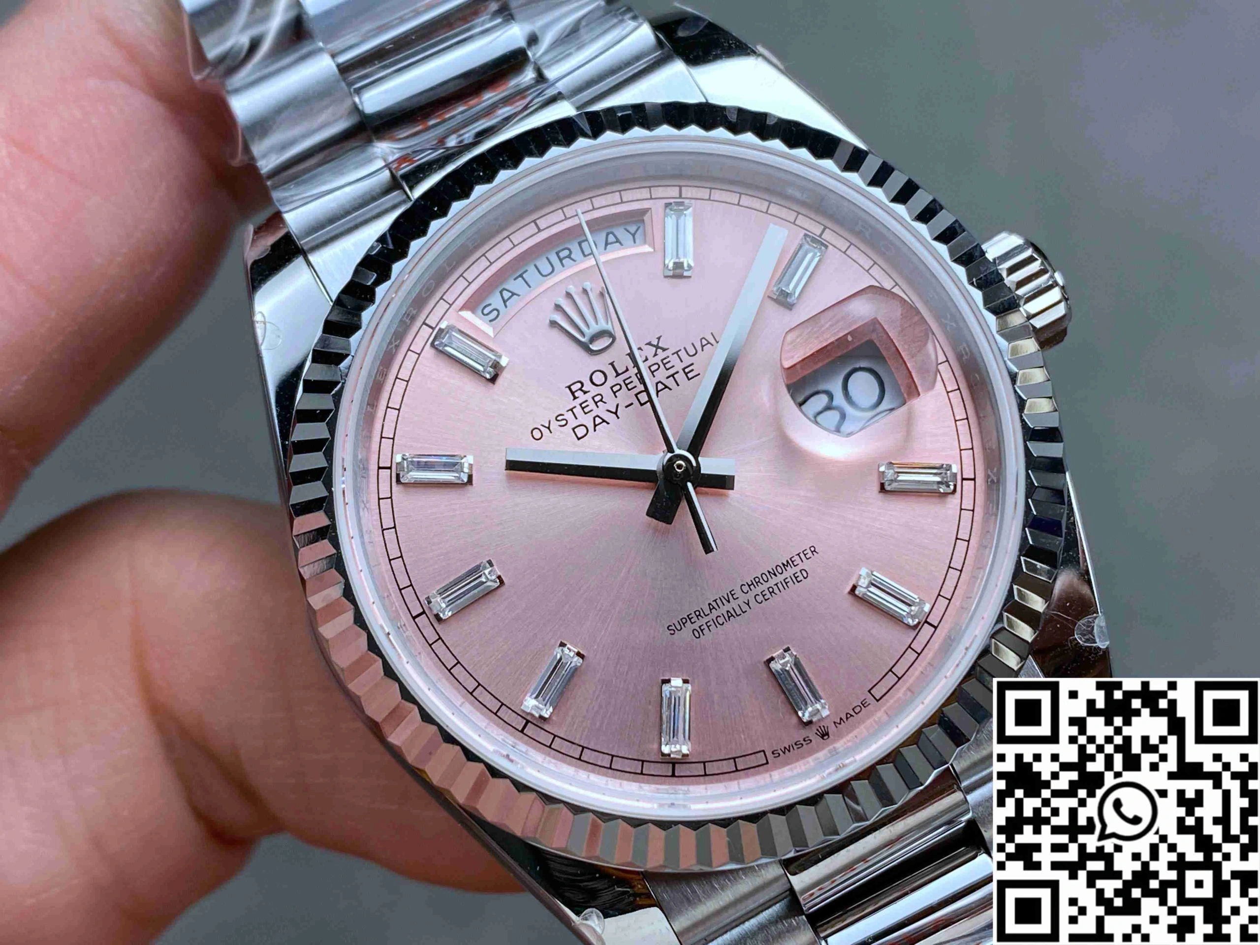 Snug Rolex Day Date 36mm M128239-0071 QF Factory v5 Tungsten Steel Pink Dial 933