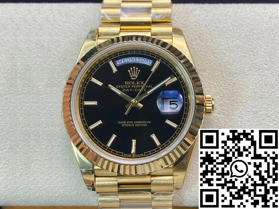 Efficient Rolex Day Date 40MM EW Factory Yellow Gold Black Dial 937