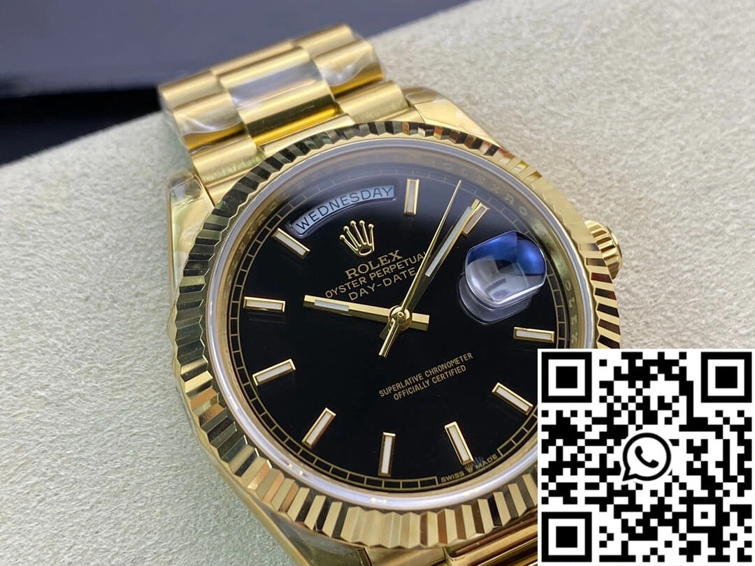 Efficient Rolex Day Date 40MM EW Factory Yellow Gold Black Dial 937