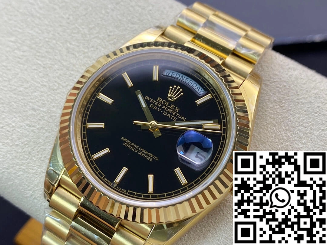 Efficient Rolex Day Date 40MM EW Factory Yellow Gold Black Dial 937