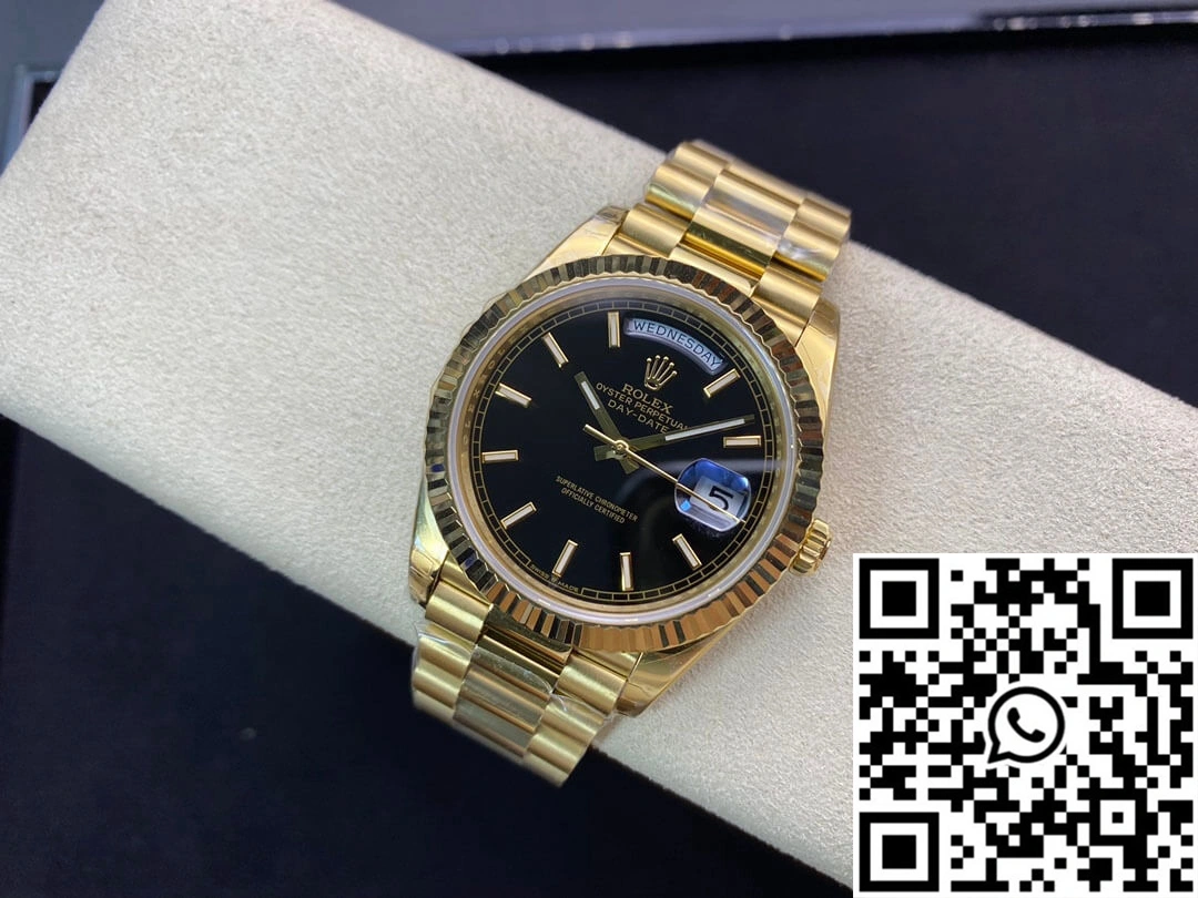 Efficient Rolex Day Date 40MM EW Factory Yellow Gold Black Dial 937