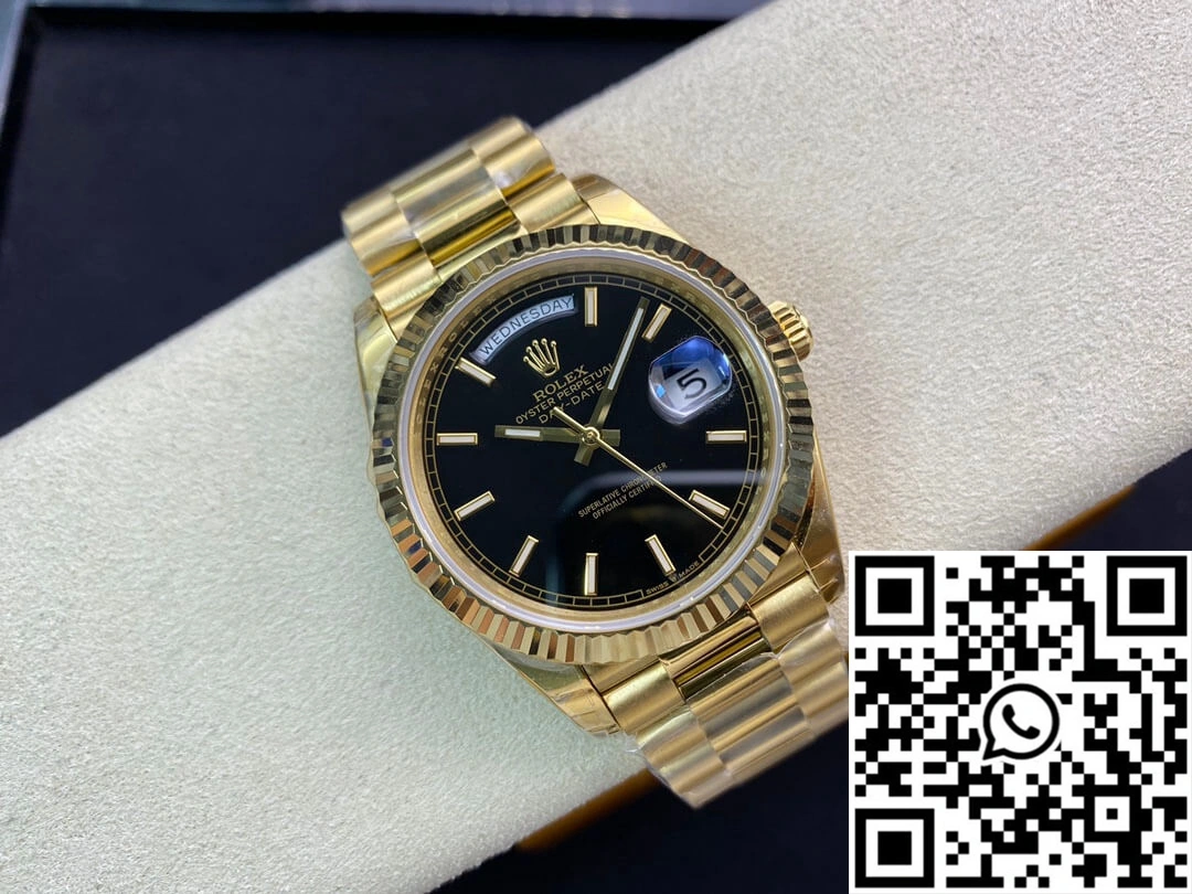 Efficient Rolex Day Date 40MM EW Factory Yellow Gold Black Dial 937