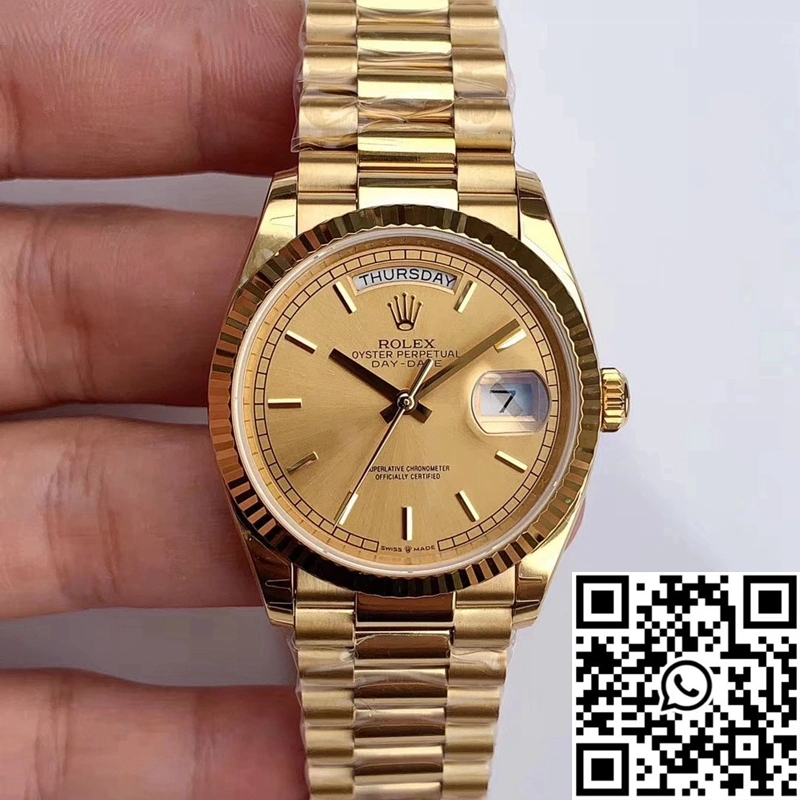 Colorful Rolex Day-Date M128238-0045 Yellow Gold EW Factory Champagne Dial 981