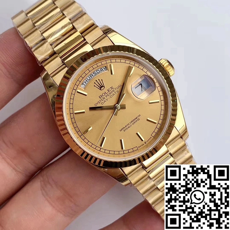 Colorful Rolex Day-Date M128238-0045 Yellow Gold EW Factory Champagne Dial 981
