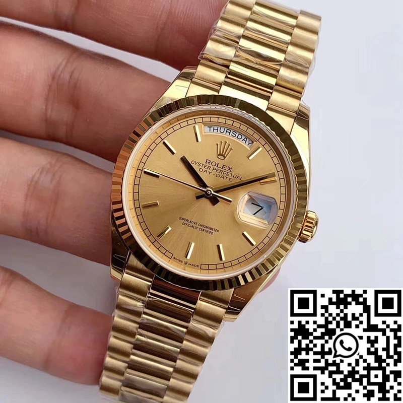 Colorful Rolex Day-Date M128238-0045 Yellow Gold EW Factory Champagne Dial 981