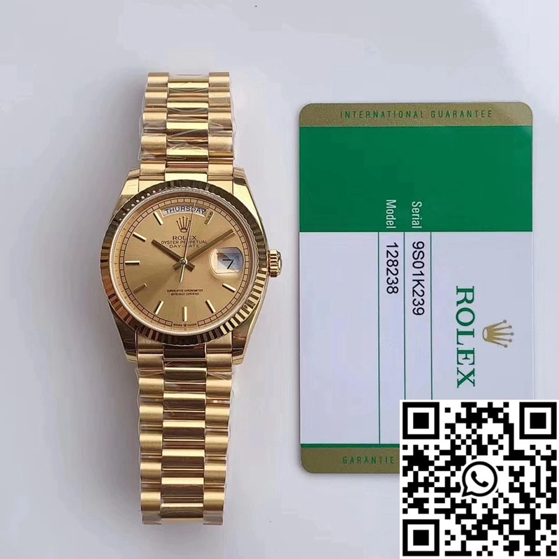 Colorful Rolex Day-Date M128238-0045 Yellow Gold EW Factory Champagne Dial 981