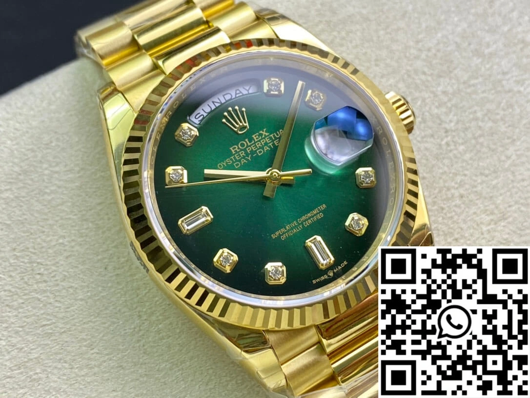 Contemporary Rolex Day-Date M128238-0069 Yellow Gold EW Factory Gradual Green Dial 1009