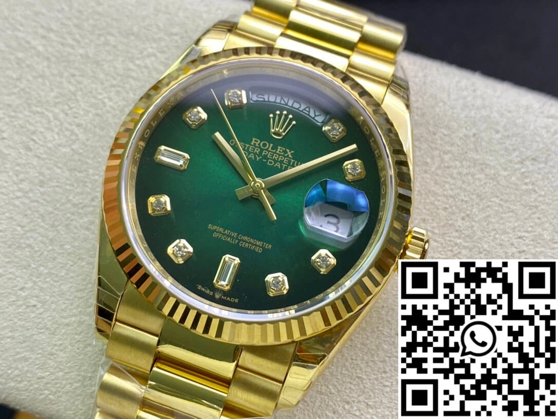 Contemporary Rolex Day-Date M128238-0069 Yellow Gold EW Factory Gradual Green Dial 1009