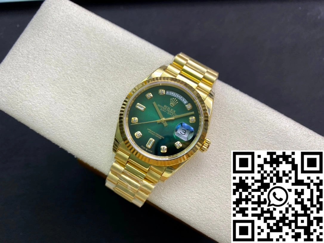 Contemporary Rolex Day-Date M128238-0069 Yellow Gold EW Factory Gradual Green Dial 1009